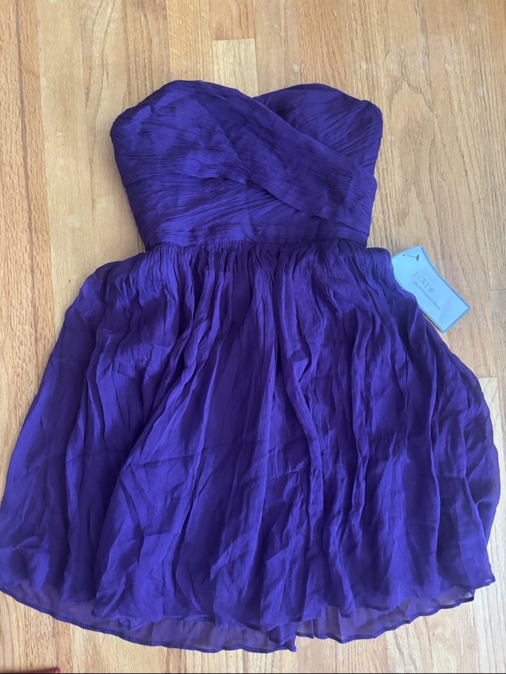 J. Crew Strapless Purple Chiffon Cocktail Dress